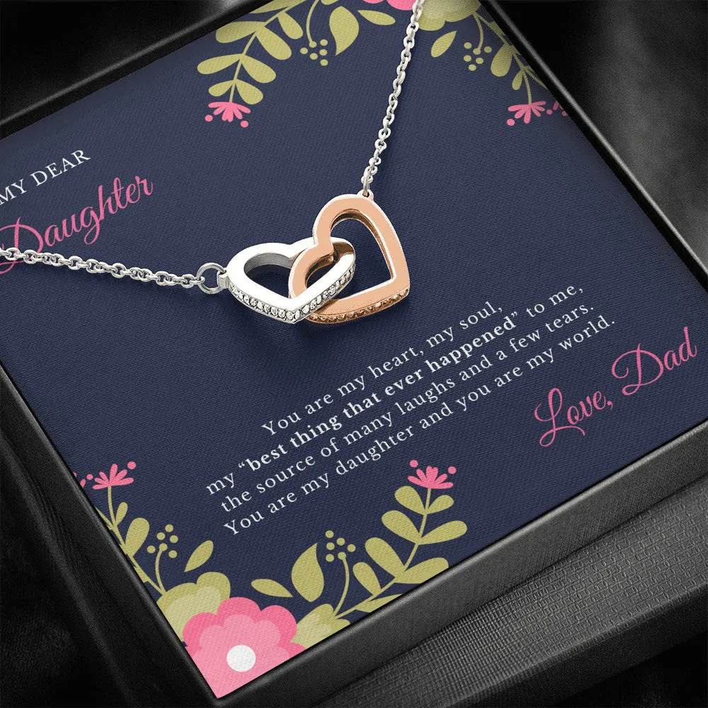 Father and Daughter Special Bond Interlock Hearts Necklace