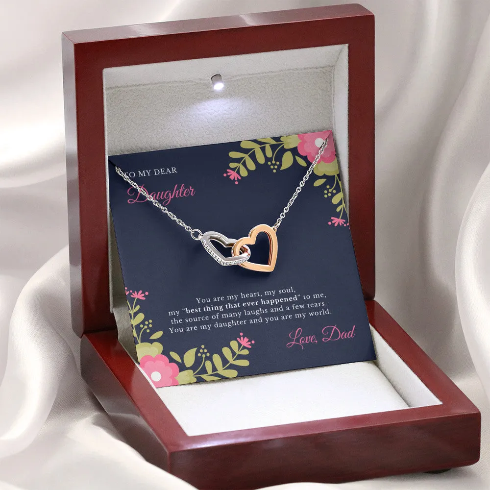 Father and Daughter Special Bond Interlock Hearts Necklace