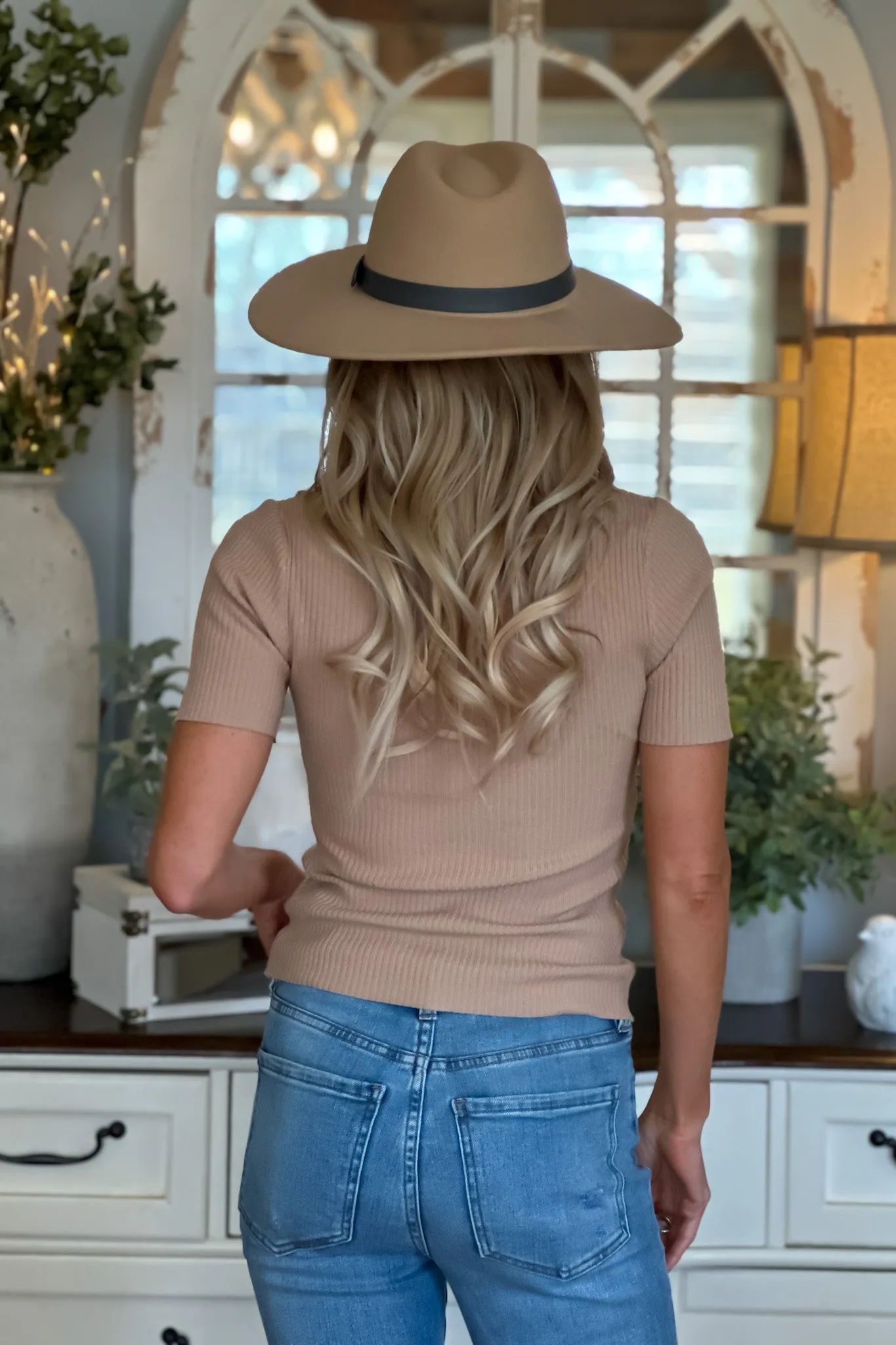 Feeling My Best Square Neck Ribbed Knit Top : Latte