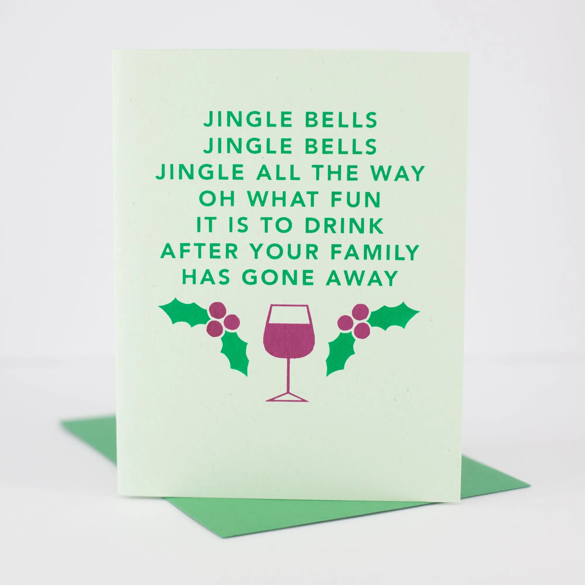 funny Christmas card, jingle bells parody, funny holiday greeting card, card for wine lover