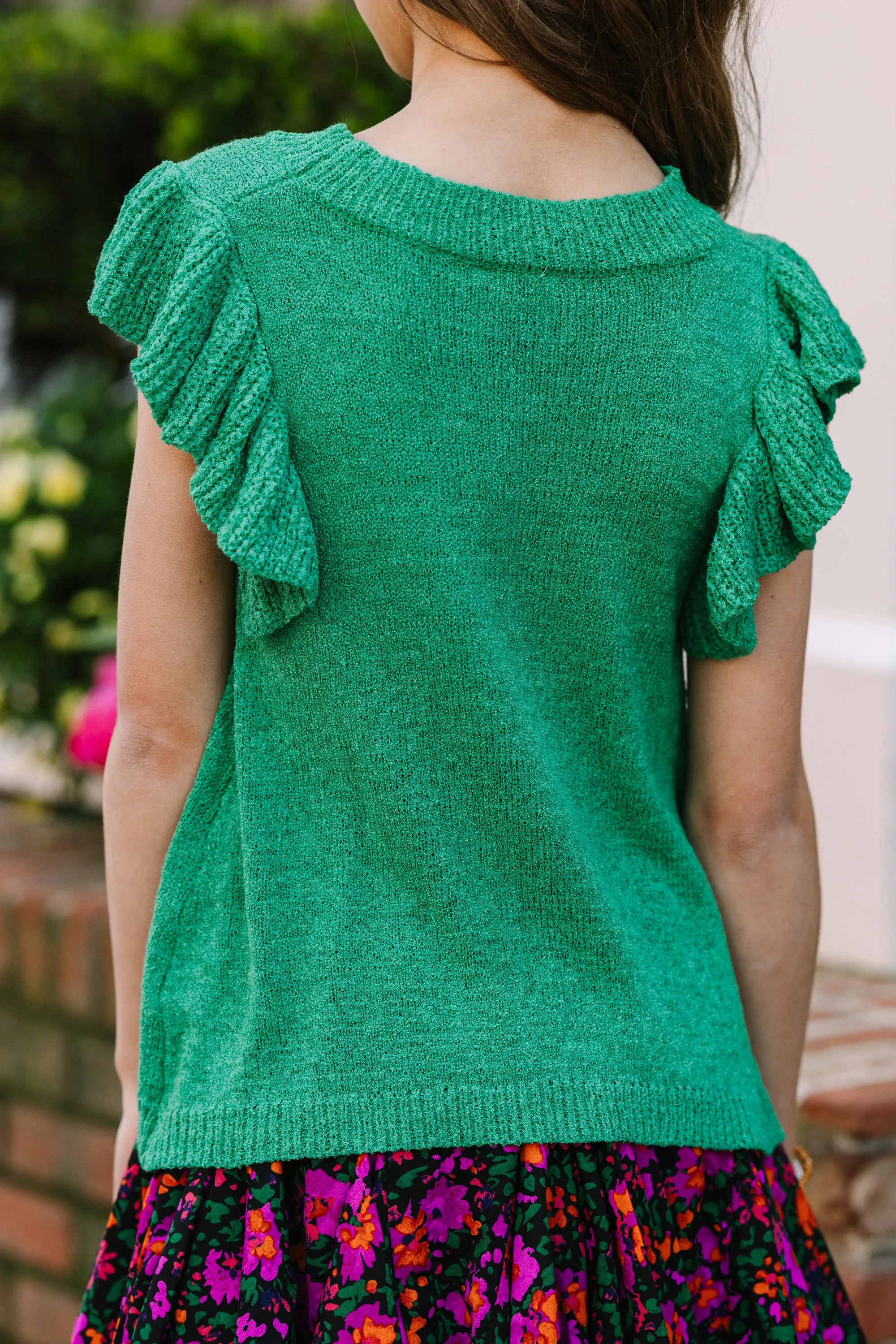 Girls: Certain Joy Emerald Green Knit Top