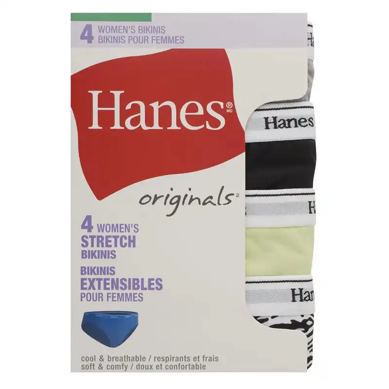 Hanes Originals Ladies Bikini 4 Pack Assorted