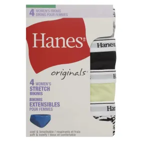 Hanes Originals Ladies Bikini 4 Pack Assorted