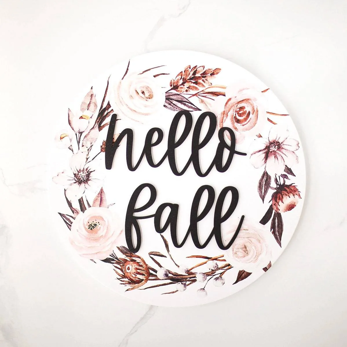 Hello Fall 3D Wooden Round Sign (SALE)