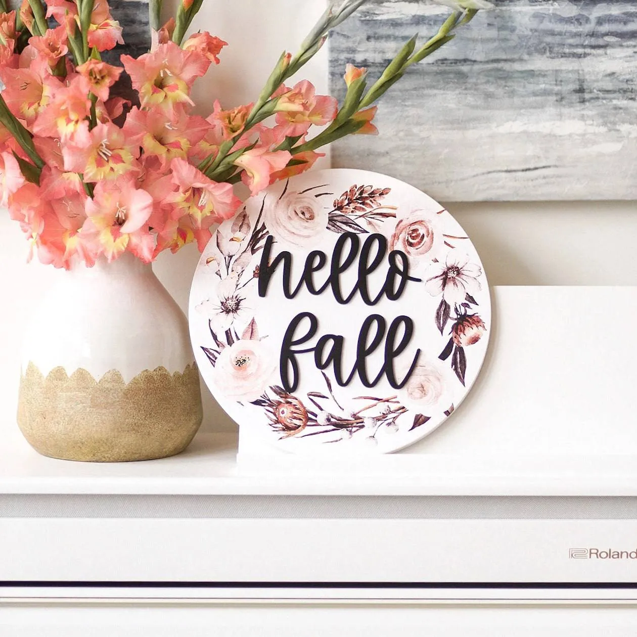 Hello Fall 3D Wooden Round Sign (SALE)