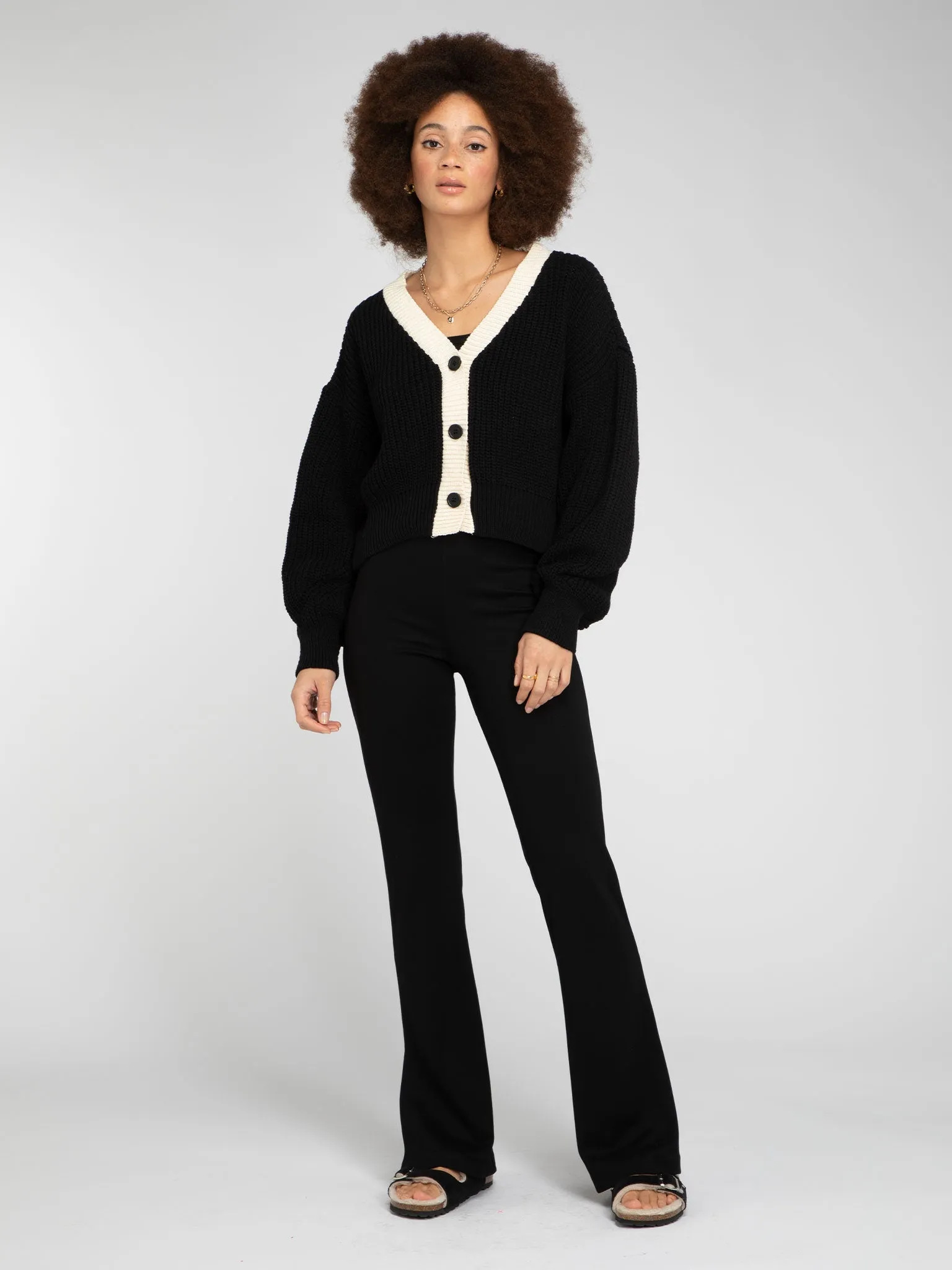 Hopper Oversized Cardigan in Black & Cream