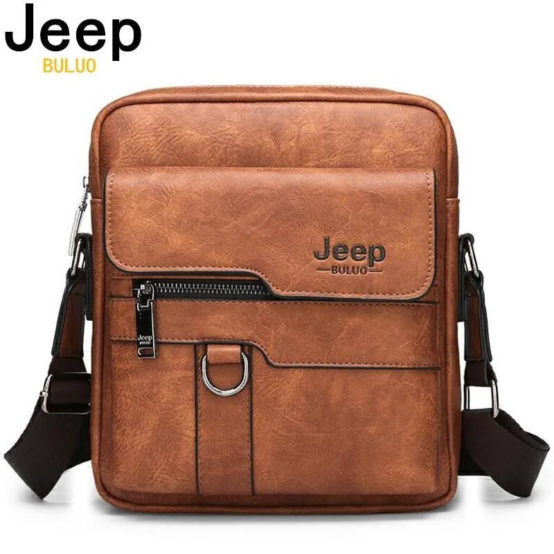 JEEP BULUO Man Leather Bag Shoulder Crossbody Bags For Men