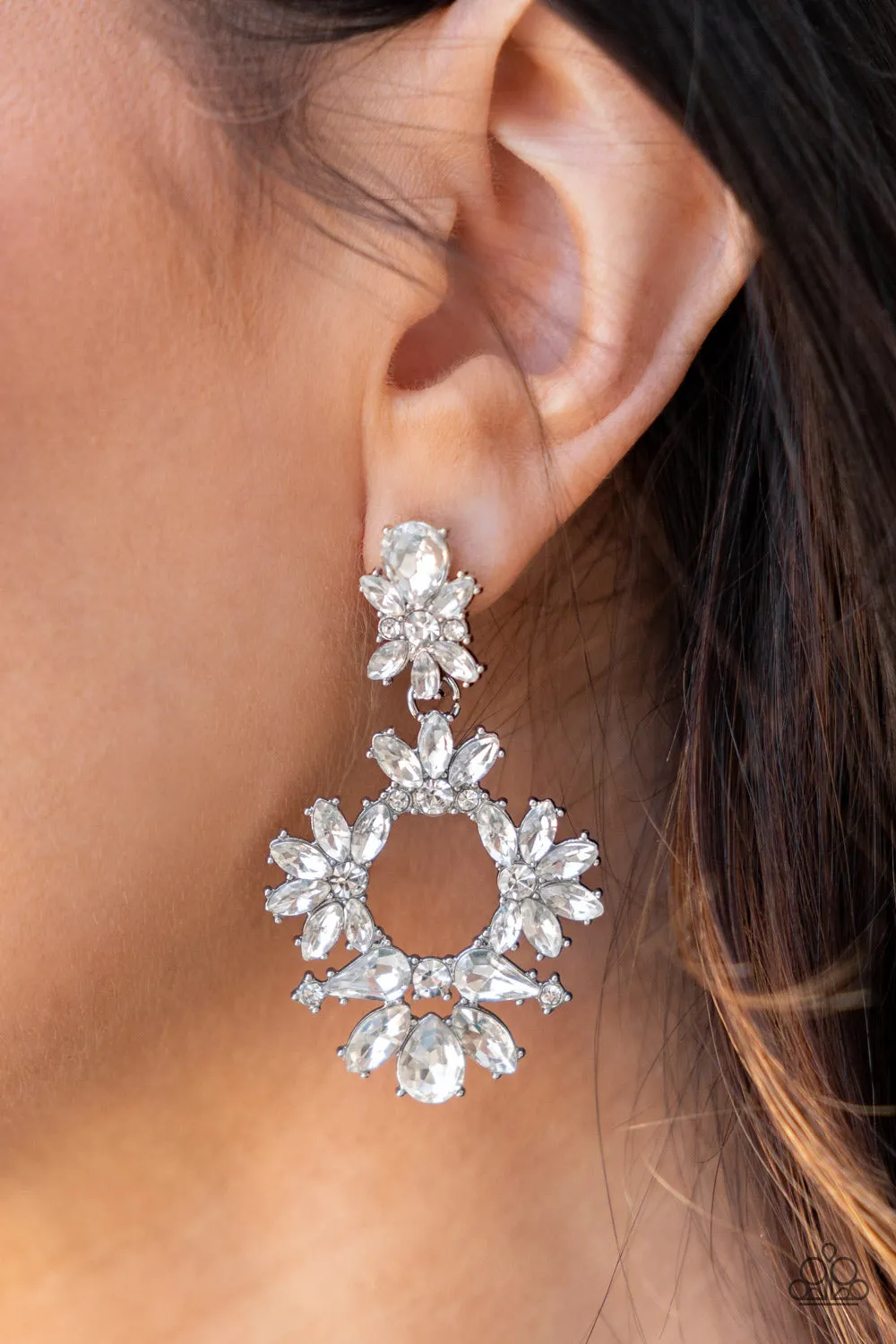 Leave them Speechless-White Earrings