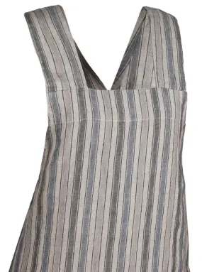 Linen Apron Stripes Grey