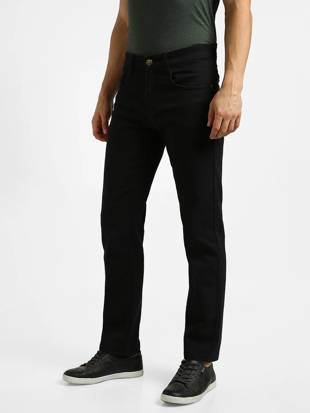 Men Black Regular Fit Washed Jeans Stretchable