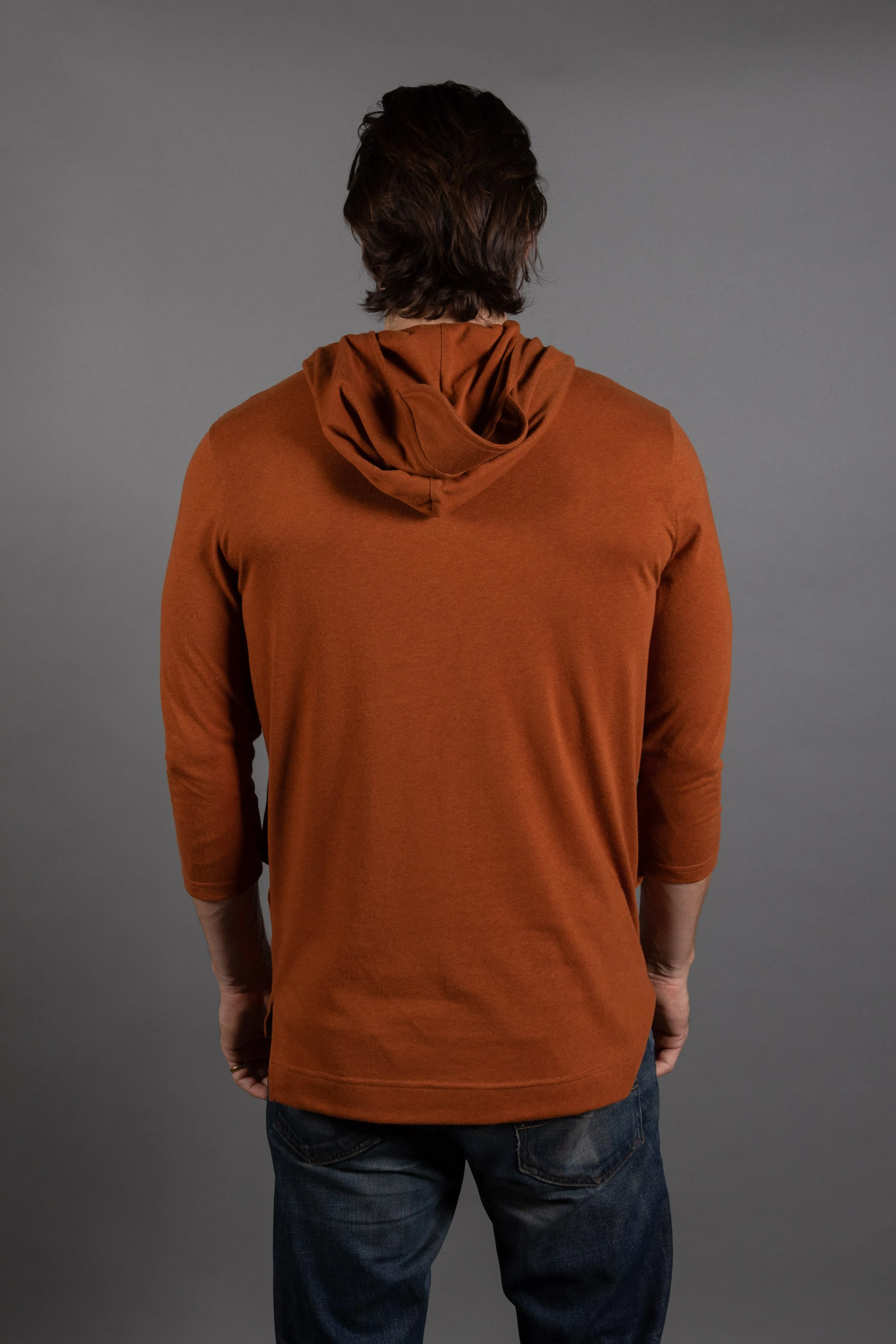 Men's 3/4 Sleeve Cowl Neck Visor Hoodie