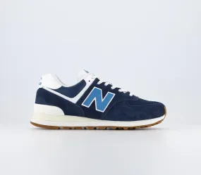 Mens New Balance 574 Dark Navy Blue White Uk Size 8