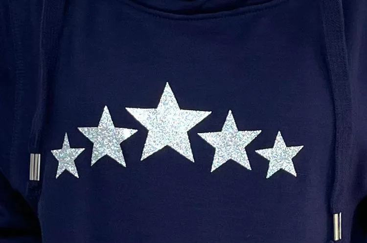 Multi Glitter Star Sweatshirt - Midnight Blue