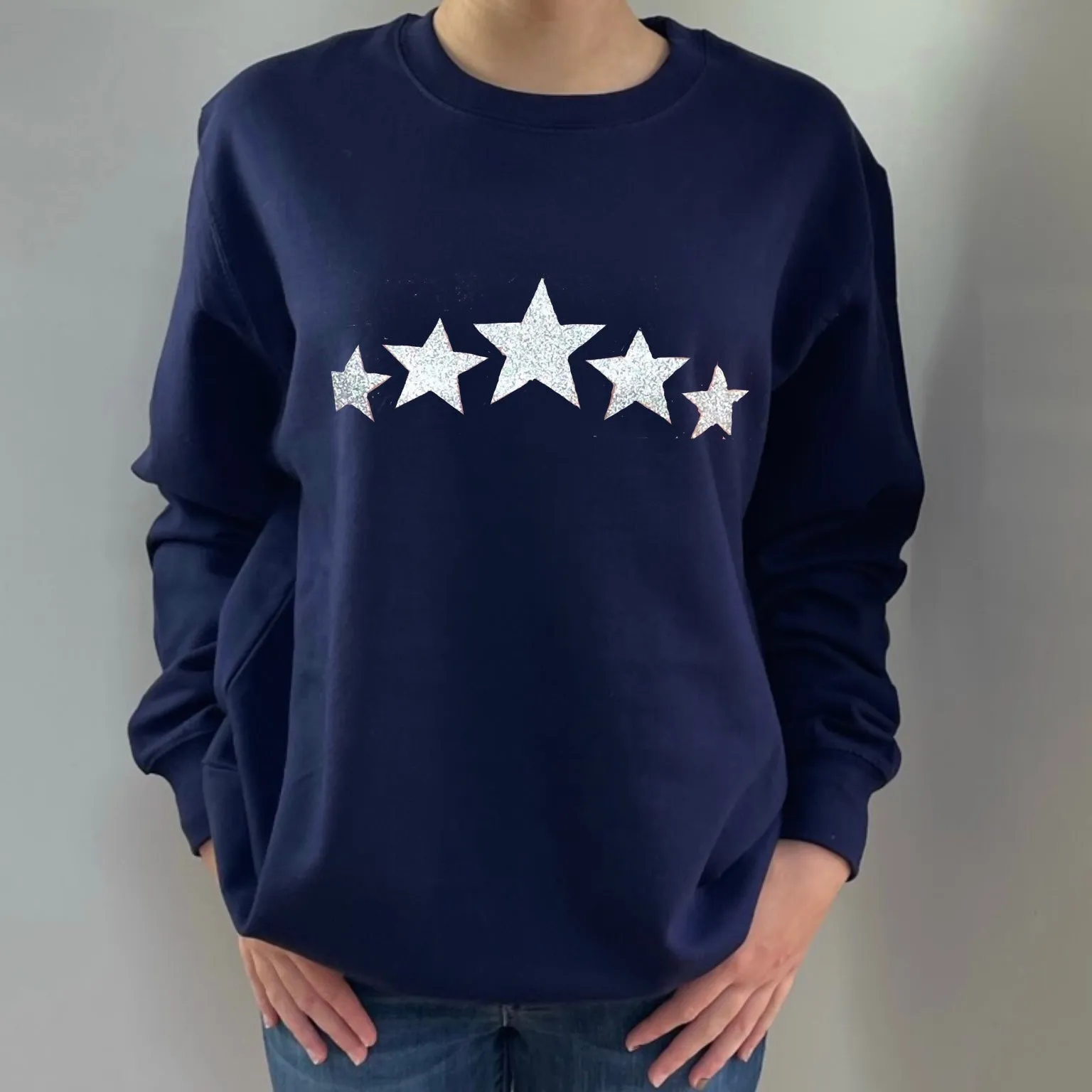 Multi Glitter Star Sweatshirt - Midnight Blue