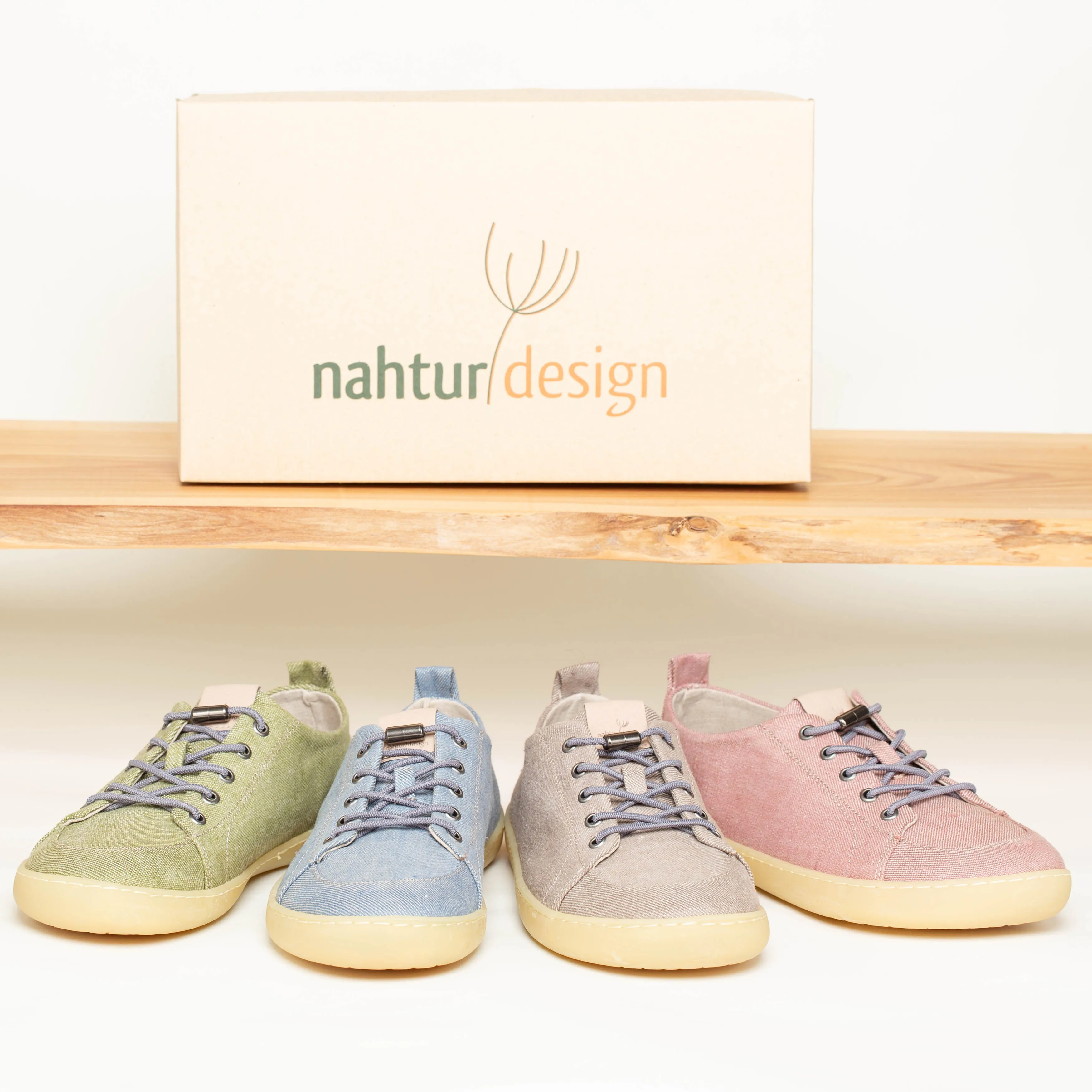 natürliche Barfußschuhe aus Bioleinen mit Kautschuksohle "Sommer"