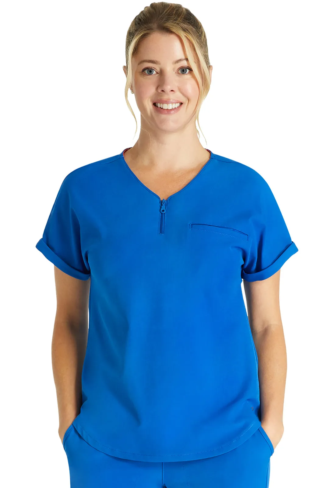 NEW! Allura Reserve Women's Zip V-Neck Tuckable Scrub Top CKA702