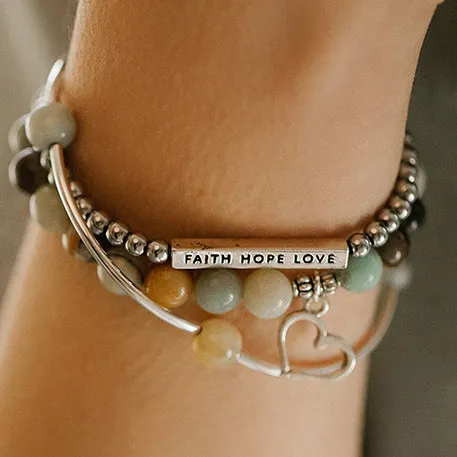 New Hampshire | Stone Beaded Charm Bracelet | Tiffany Blue Agate-Serenity