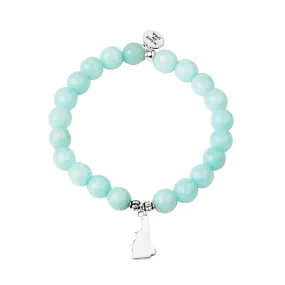 New Hampshire | Stone Beaded Charm Bracelet | Tiffany Blue Agate-Serenity