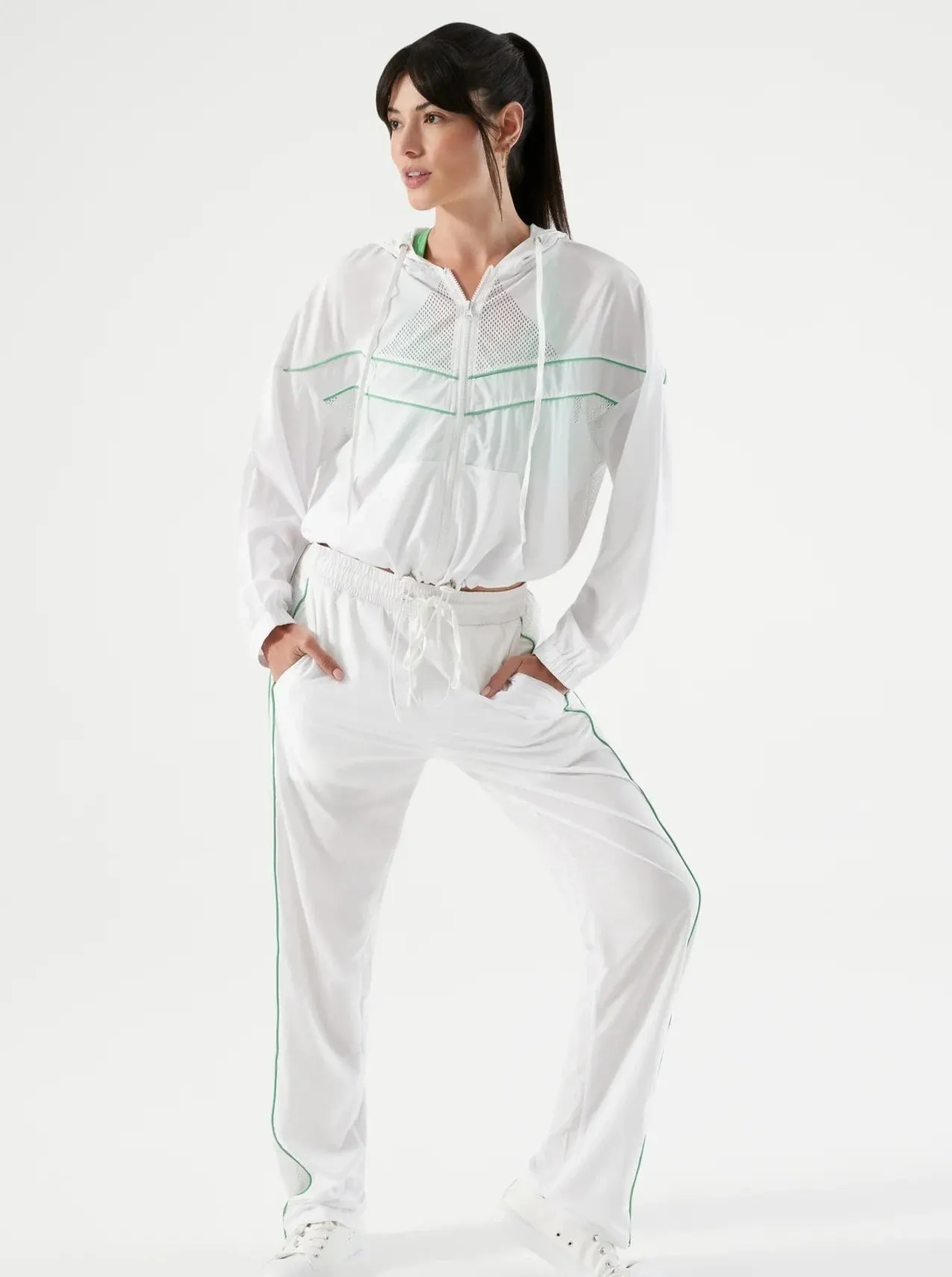 NUX Martina Tear Away Pant - White/Green