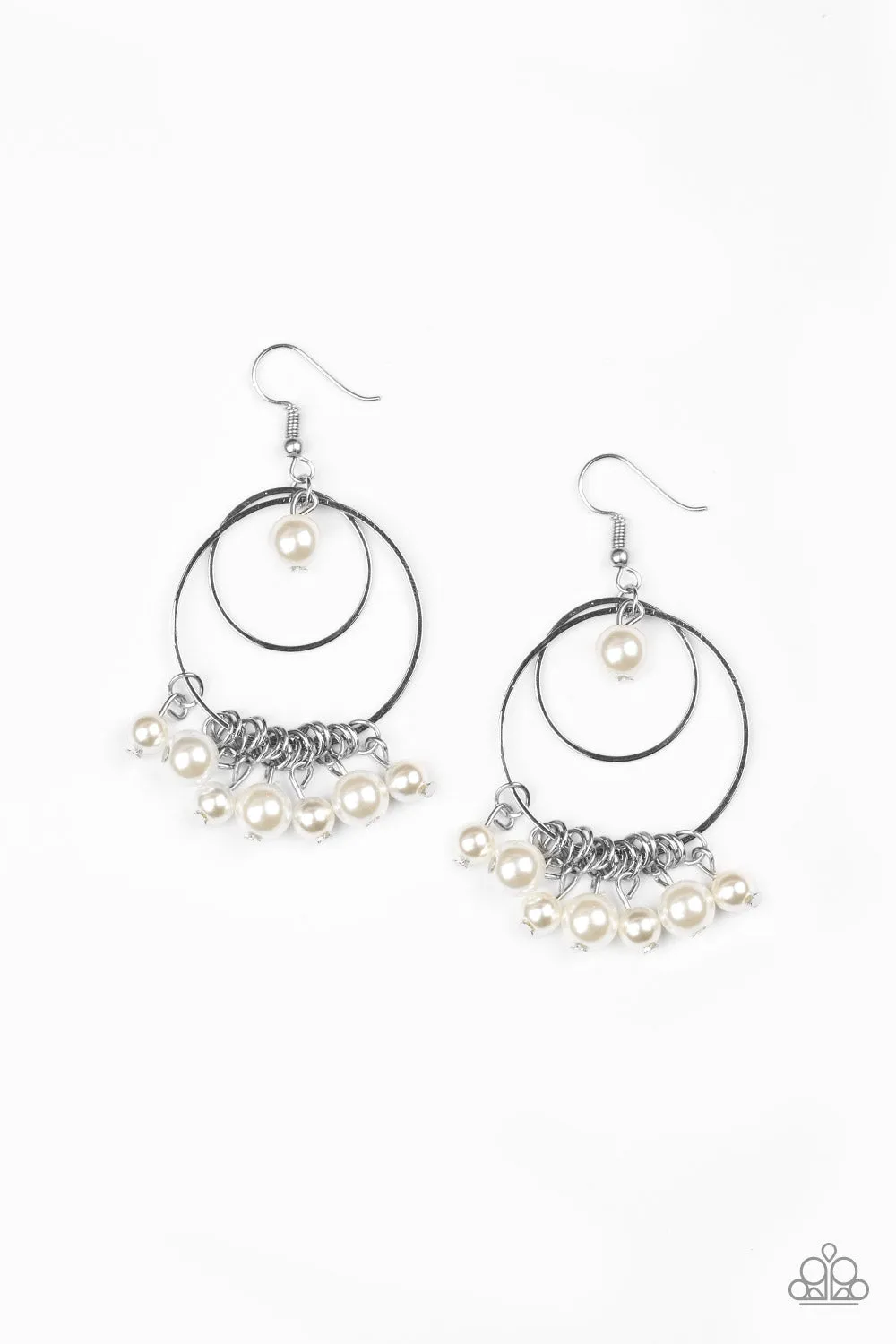 Paparazzi Accessories - New York Attraction #E171 Bin - White Earrings