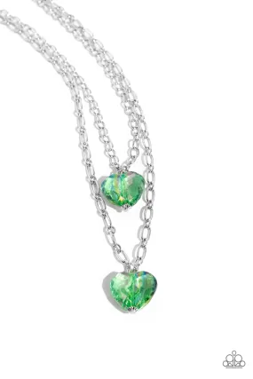 Paparazzi Layered Love Green Necklace & Earring Set