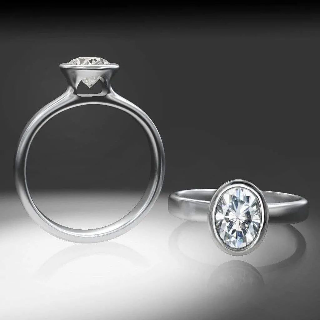 Peekaboo Bezel Set Solitaire Engagement Ring - Setting only