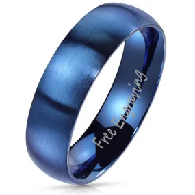 Personalized Men's Matte Blue Wedding Ring - Engraved Men's Wedding Ring