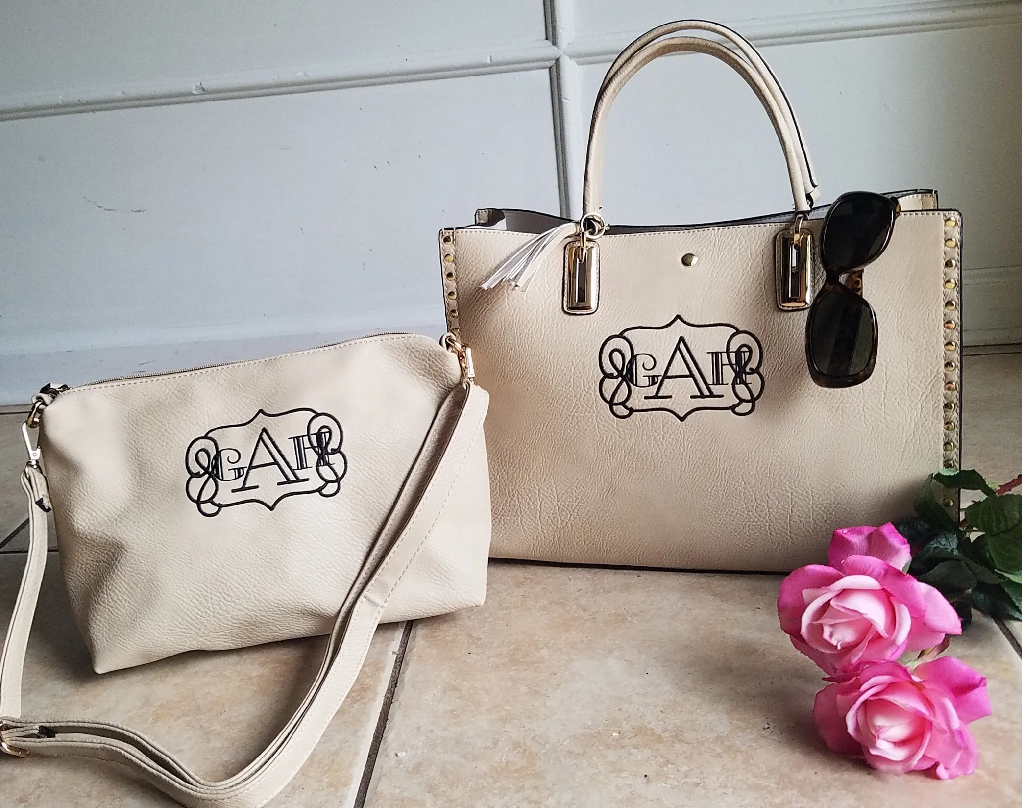 Personalized Purse, monogram tassel studded handbag