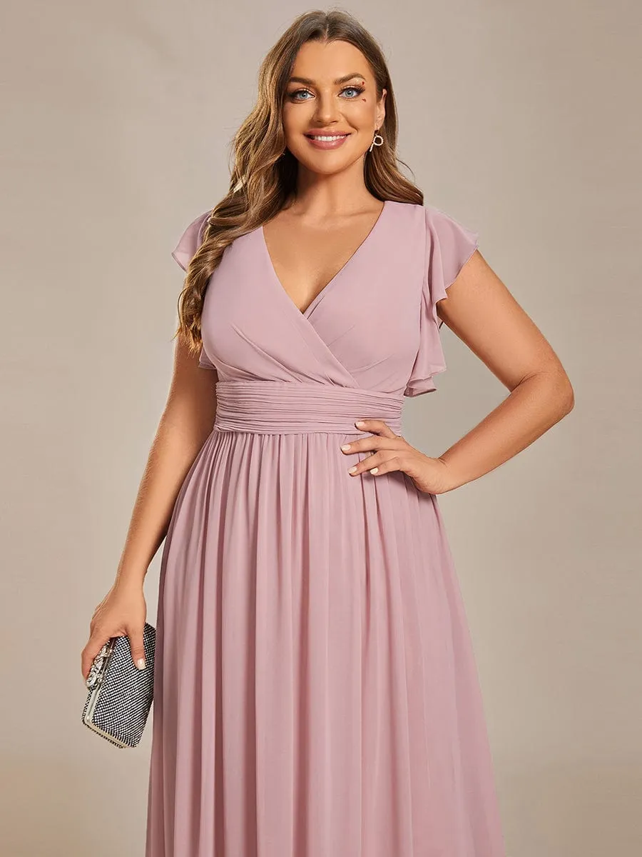 Plus Size Chiffon Pleated A-Line Back Cutout Bridesmaid Dress