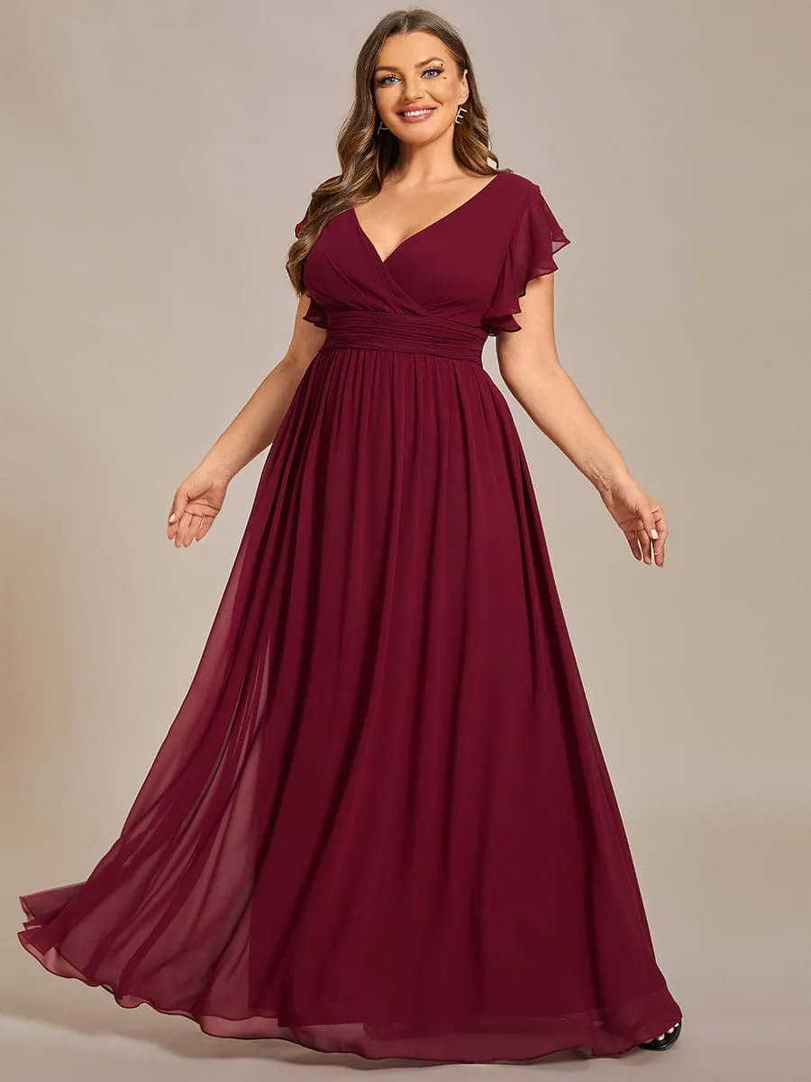 Plus Size Chiffon Pleated A-Line Back Cutout Bridesmaid Dress