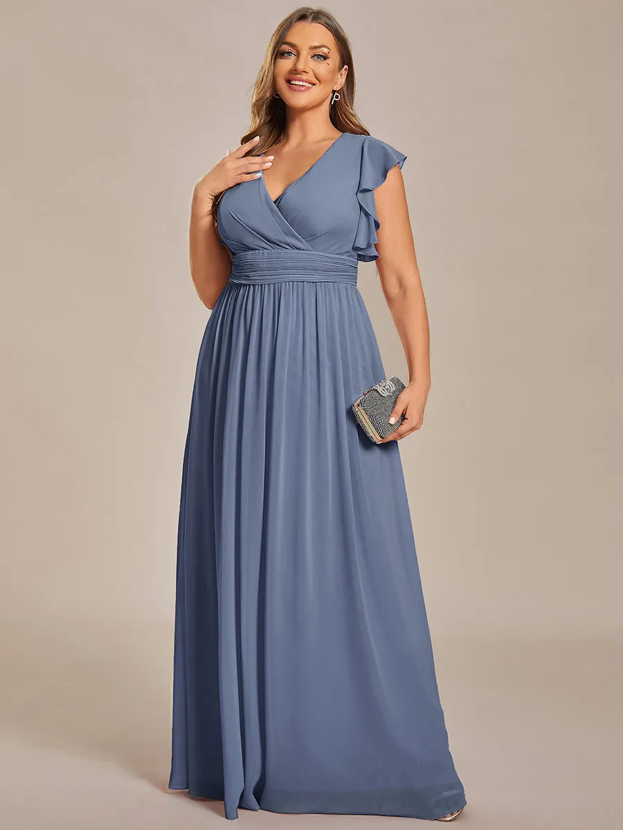 Plus Size Chiffon Pleated A-Line Back Cutout Bridesmaid Dress