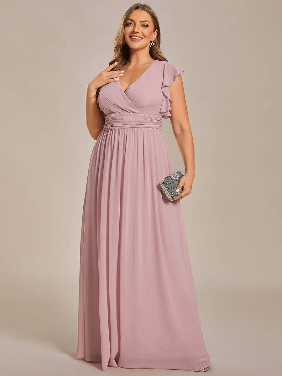 Plus Size Chiffon Pleated A-Line Back Cutout Bridesmaid Dress