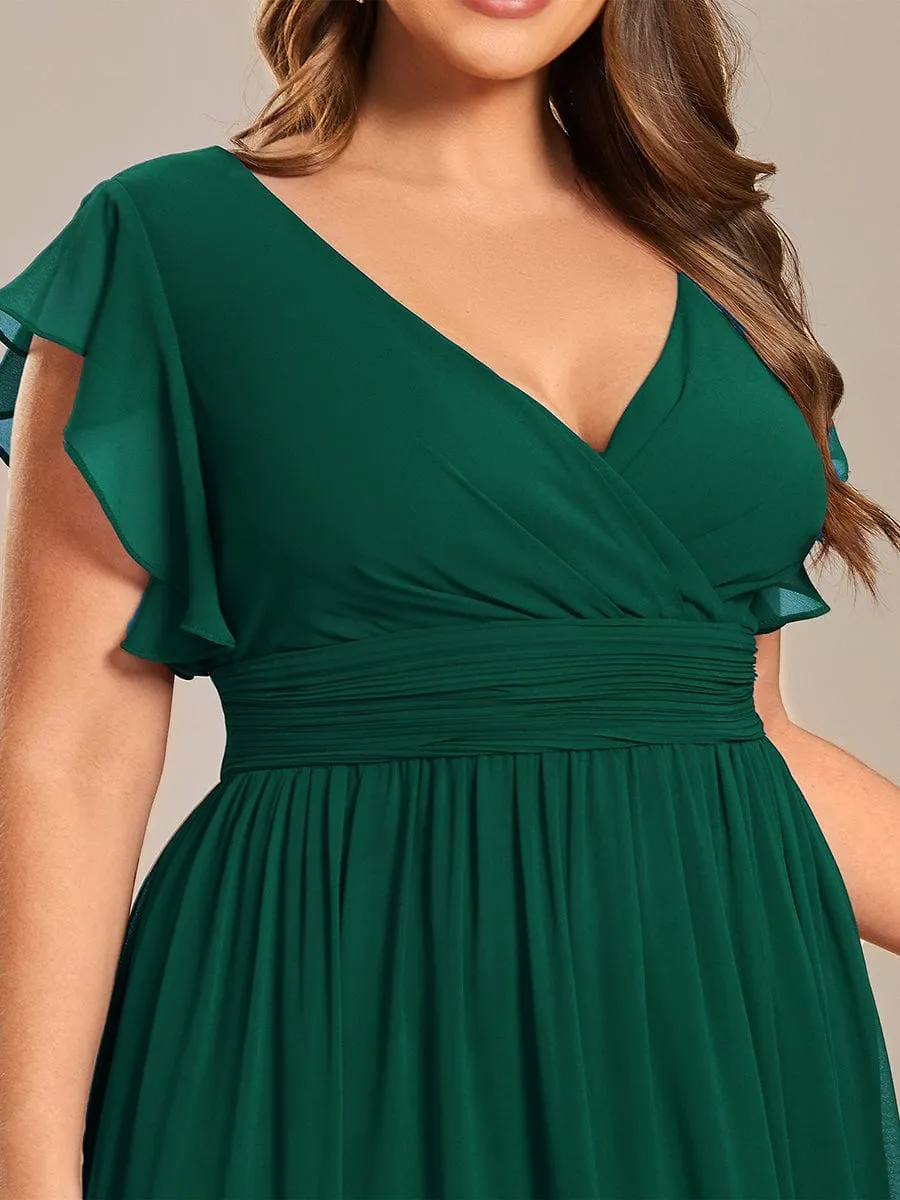 Plus Size Chiffon Pleated A-Line Back Cutout Bridesmaid Dress