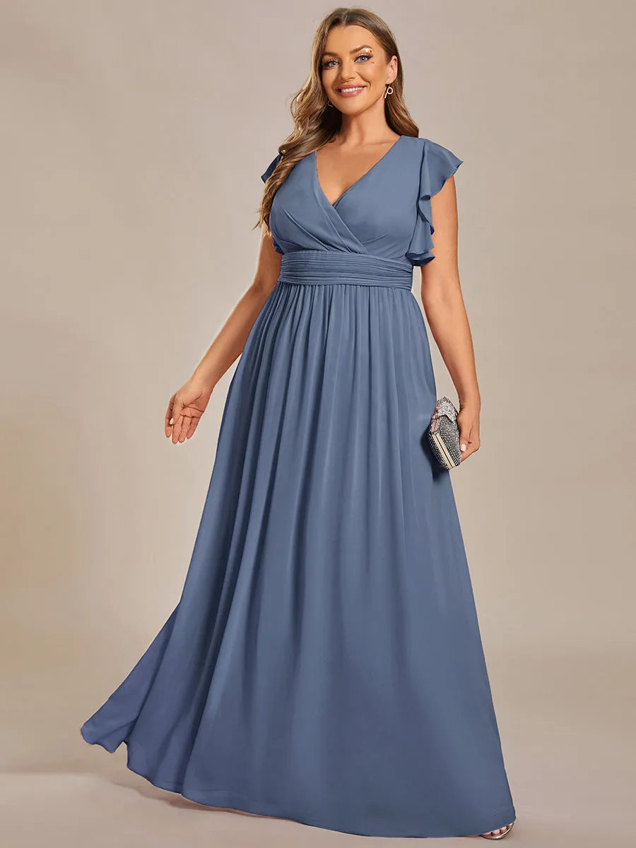 Plus Size Chiffon Pleated A-Line Back Cutout Bridesmaid Dress