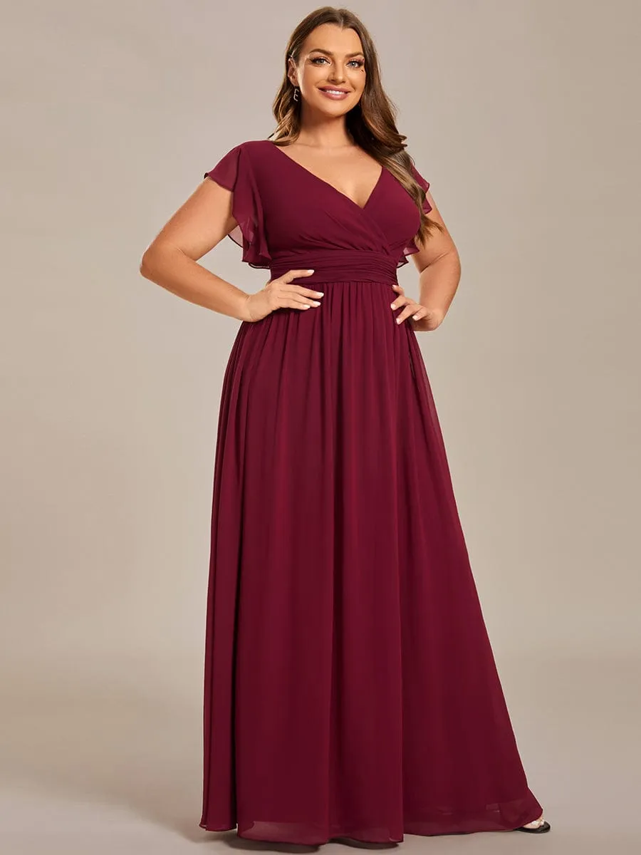 Plus Size Chiffon Pleated A-Line Back Cutout Bridesmaid Dress