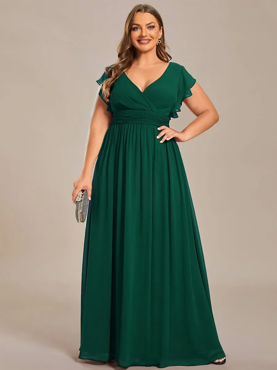 Plus Size Chiffon Pleated A-Line Back Cutout Bridesmaid Dress