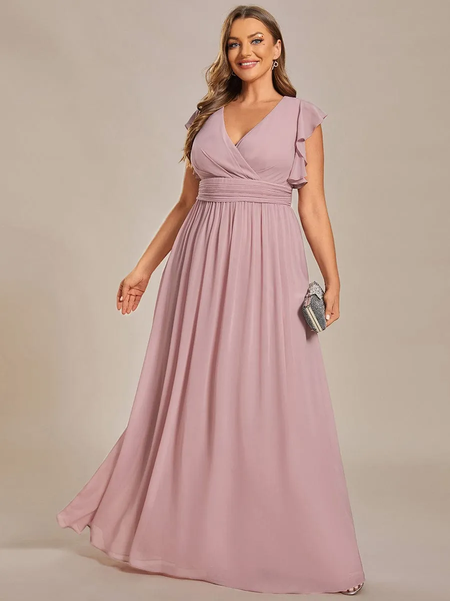 Plus Size Chiffon Pleated A-Line Back Cutout Bridesmaid Dress