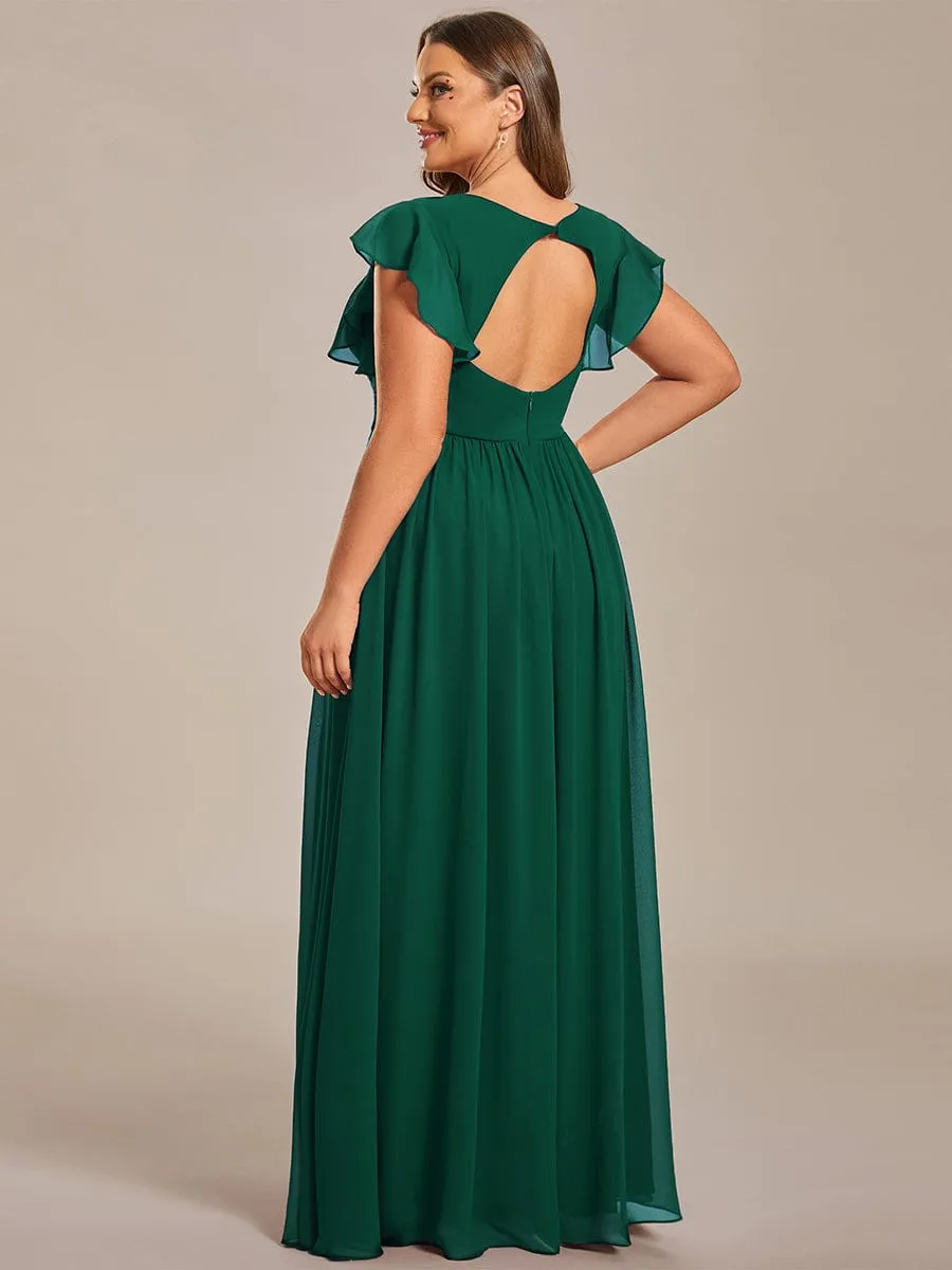 Plus Size Chiffon Pleated A-Line Back Cutout Bridesmaid Dress