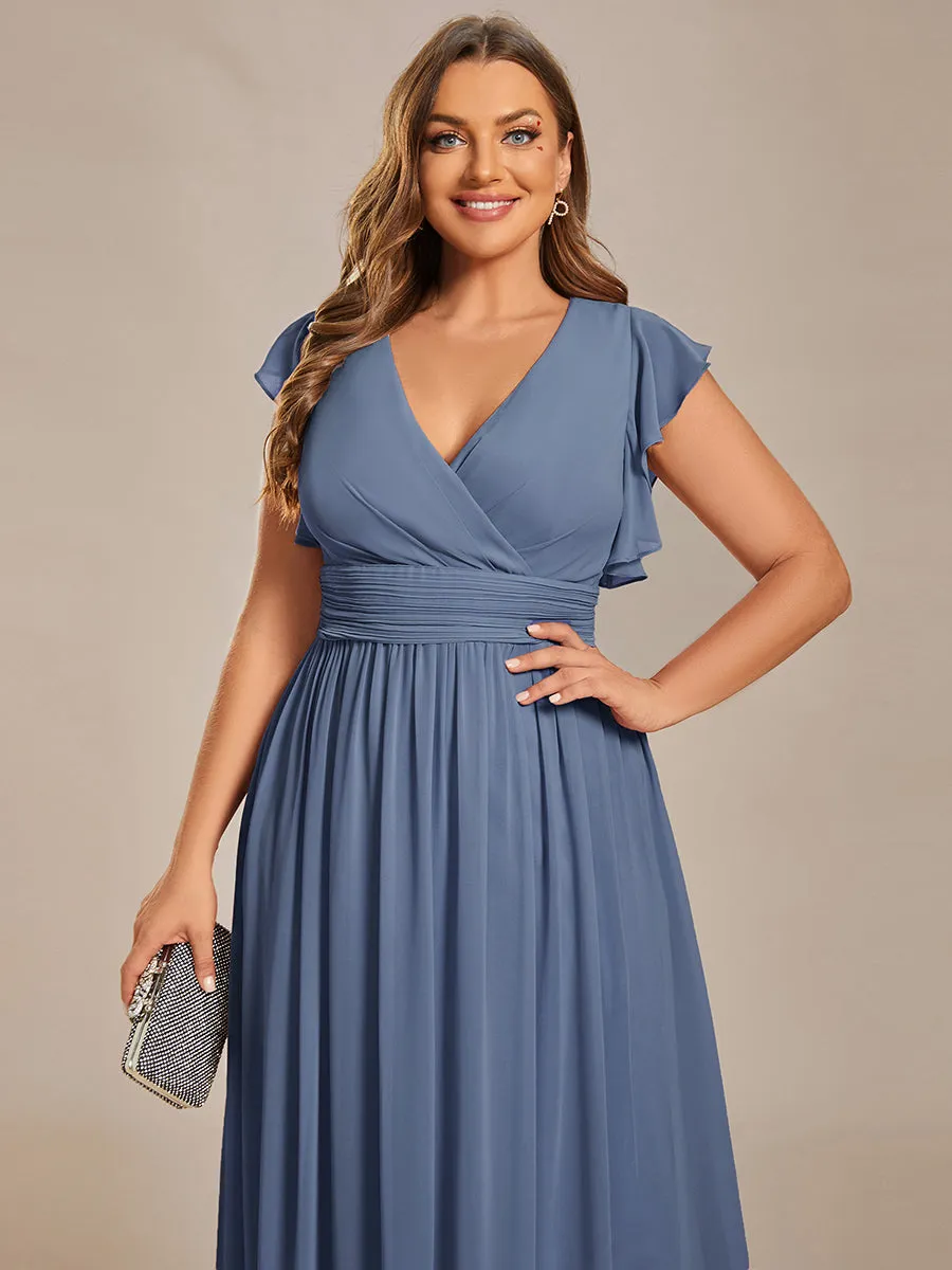 Plus Size Chiffon Pleated A-Line Back Cutout Bridesmaid Dress