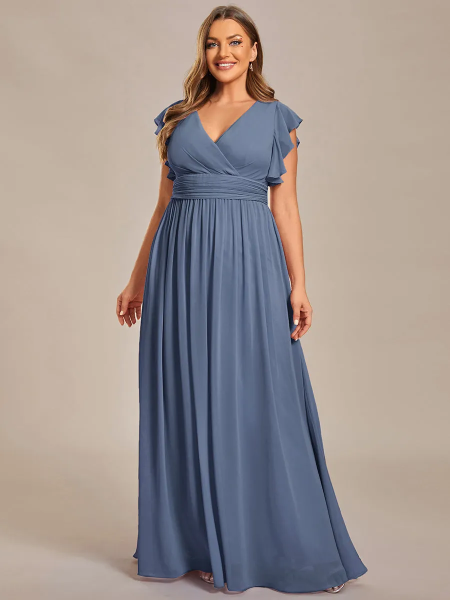 Plus Size Chiffon Pleated A-Line Back Cutout Bridesmaid Dress