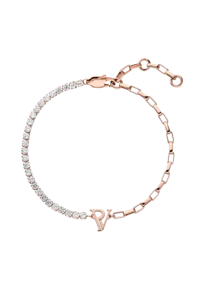 PV Tennis & Chain Bracelet 14K Rose Gold Plated