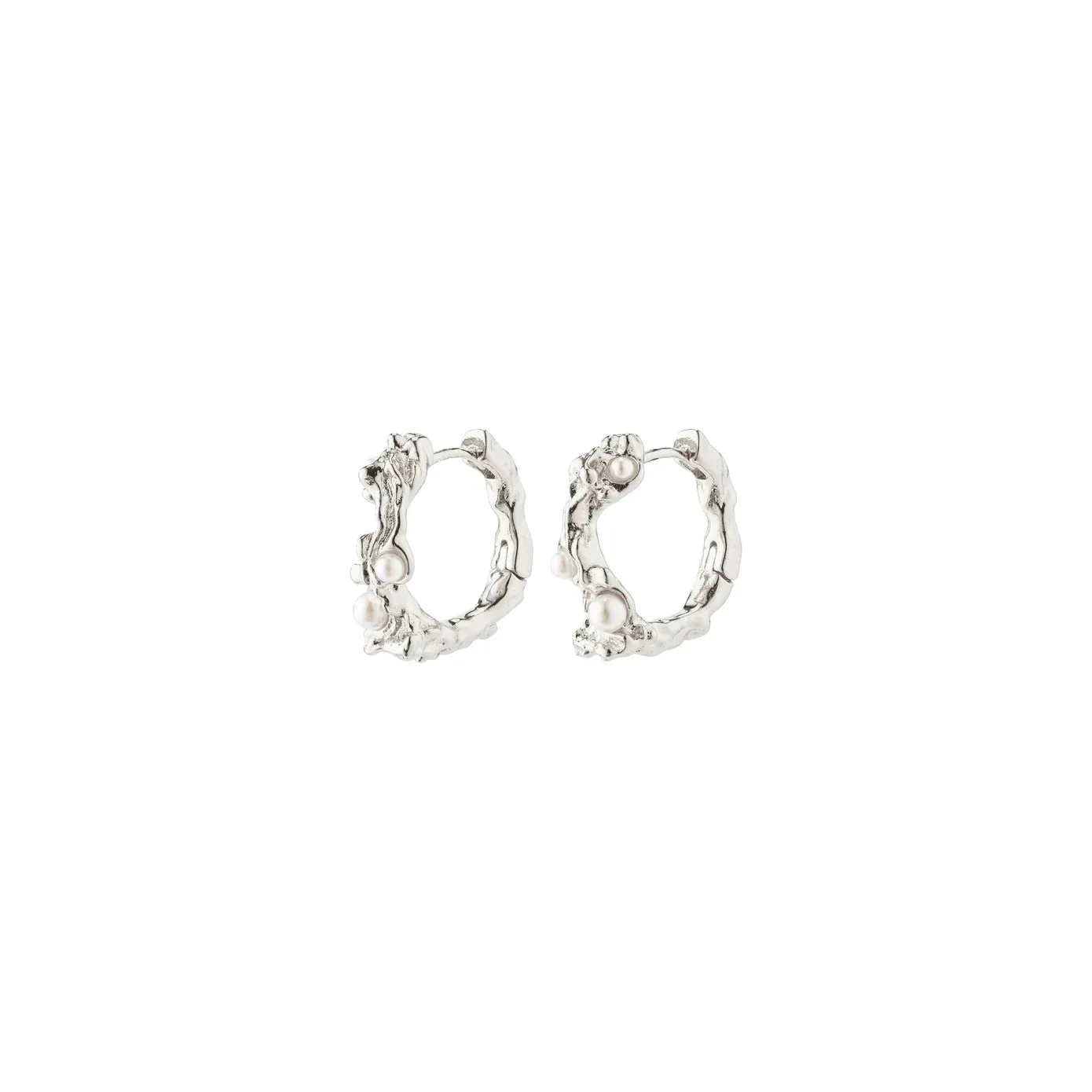 Raelynn Small Silver Plated Pearl Hoops