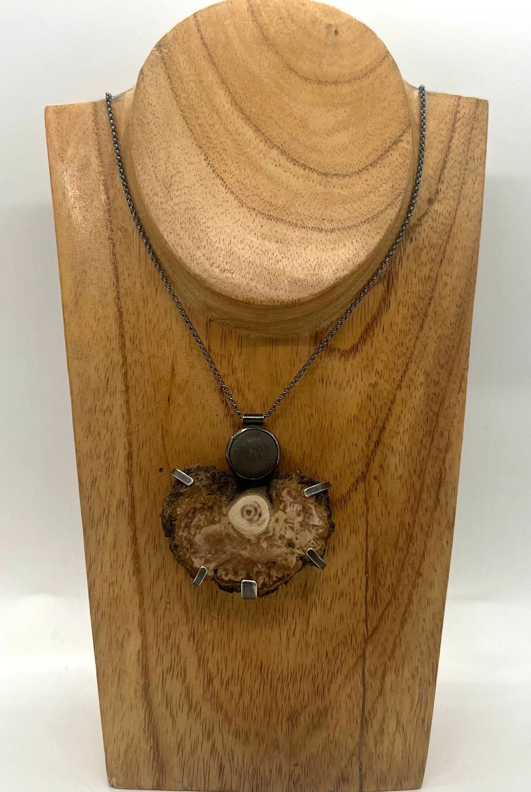 Rock and Burl Wood necklace