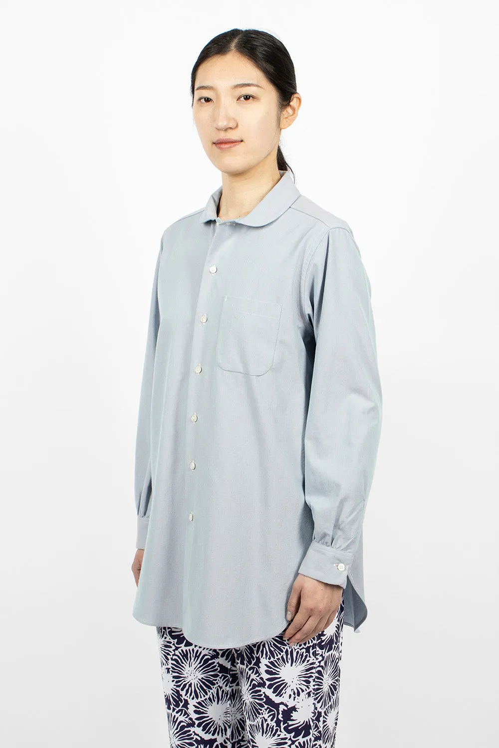 Rounded Collar Shirt Blue/Iridescent