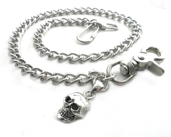 Shackle Smooth with Skull Pendant Wallet Chain 16"