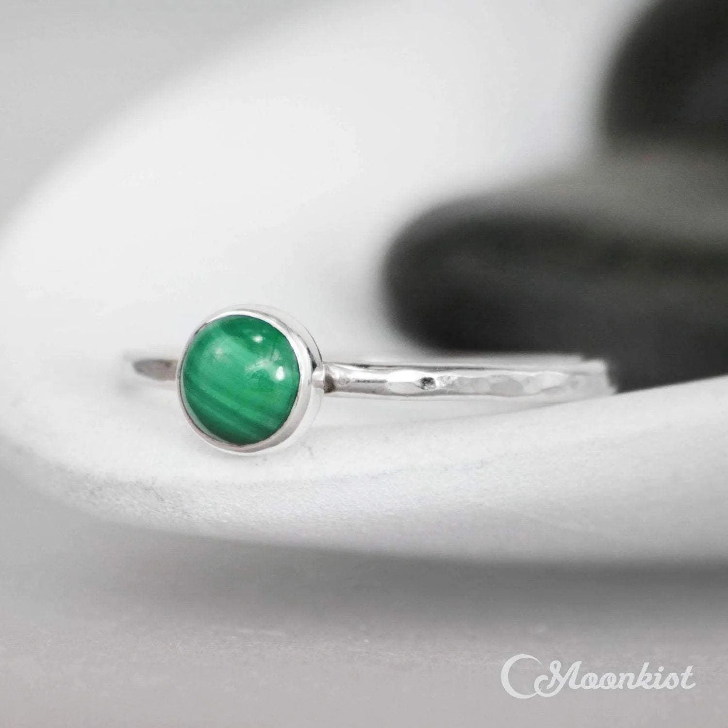 Simple Malachite Gemstone Stacking Ring | Moonkist Designs