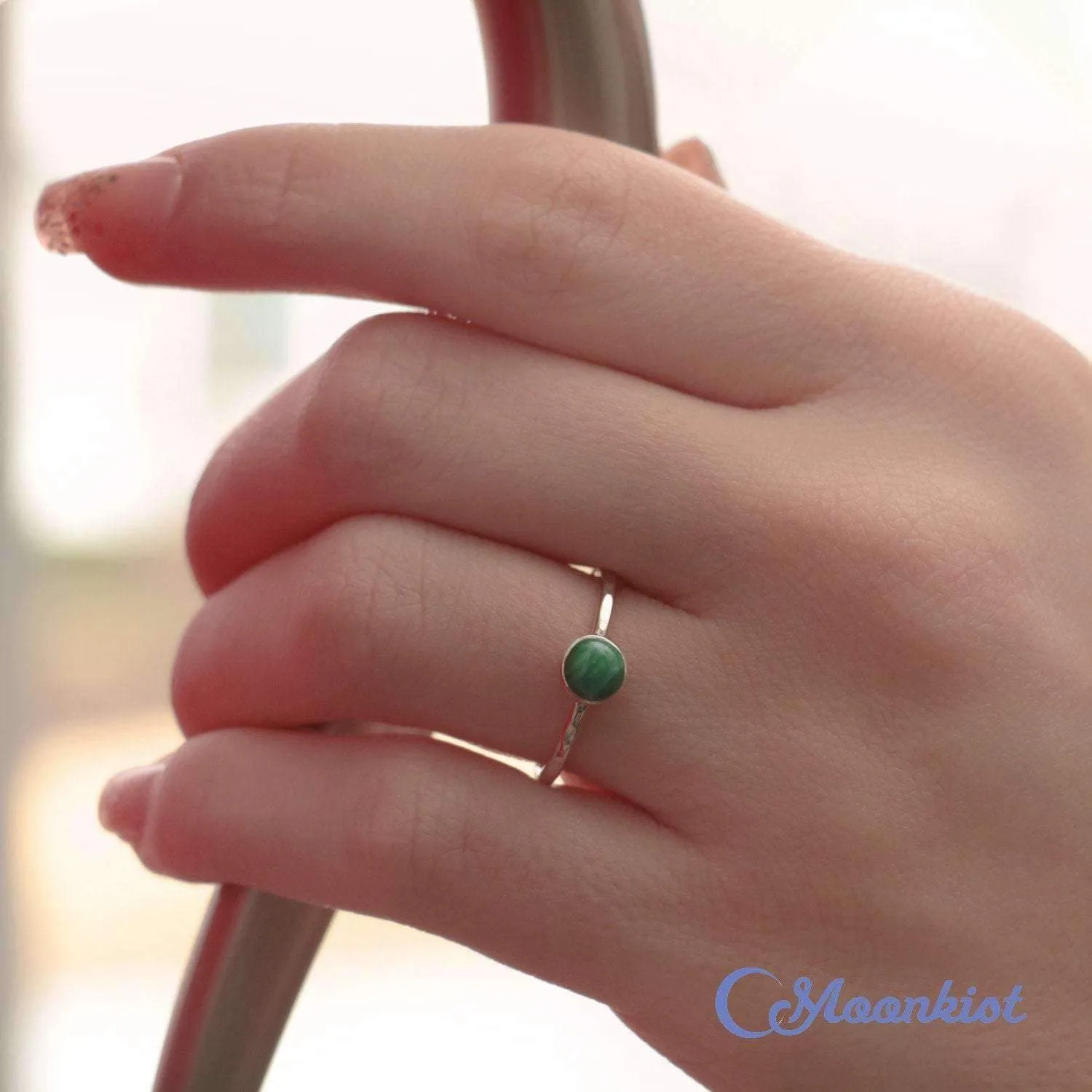 Simple Malachite Gemstone Stacking Ring | Moonkist Designs