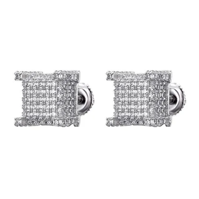 Square Iced Out Stud Earrings