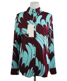 Stella McCartney Aqua & Burgundy Print Top sz 6