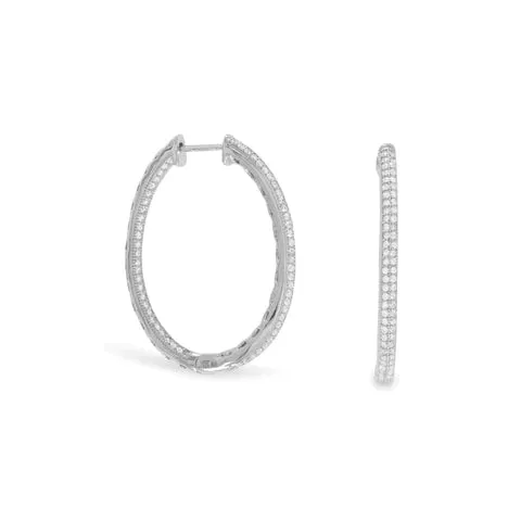 Sterling Silver CZ Hoop Earrings- M H W ACCESSORIES